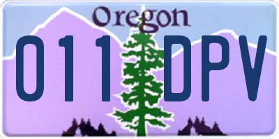 OR license plate 011DPV