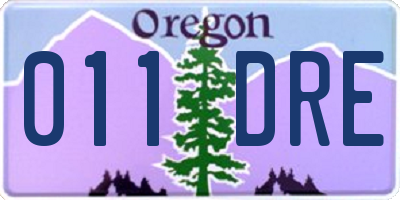 OR license plate 011DRE