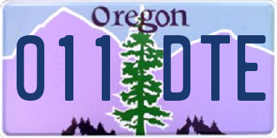 OR license plate 011DTE