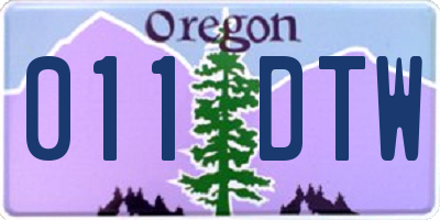 OR license plate 011DTW