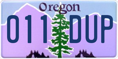 OR license plate 011DUP