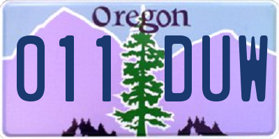 OR license plate 011DUW