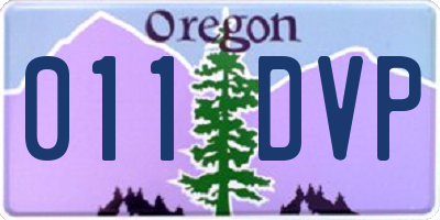 OR license plate 011DVP