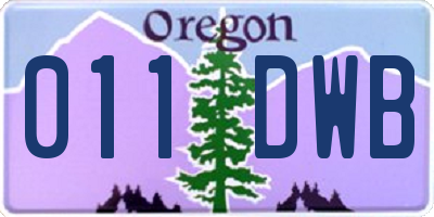 OR license plate 011DWB