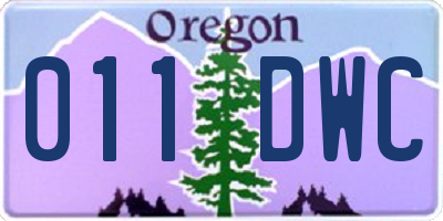 OR license plate 011DWC