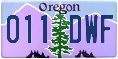 OR license plate 011DWF
