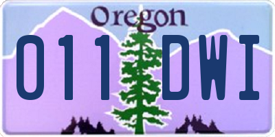 OR license plate 011DWI