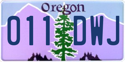 OR license plate 011DWJ