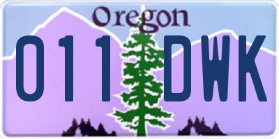 OR license plate 011DWK