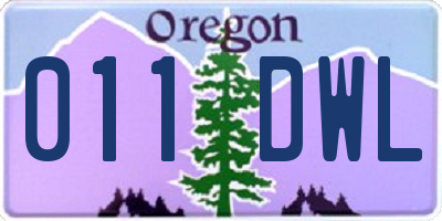 OR license plate 011DWL