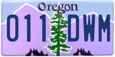 OR license plate 011DWM