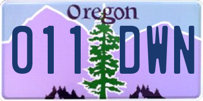 OR license plate 011DWN