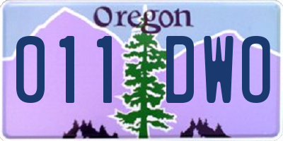 OR license plate 011DWO