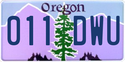 OR license plate 011DWU