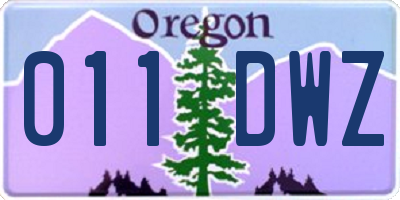 OR license plate 011DWZ
