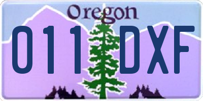 OR license plate 011DXF