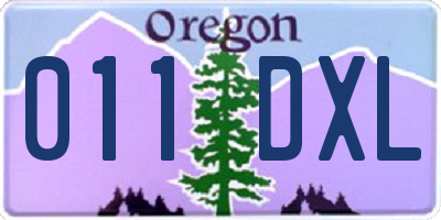 OR license plate 011DXL