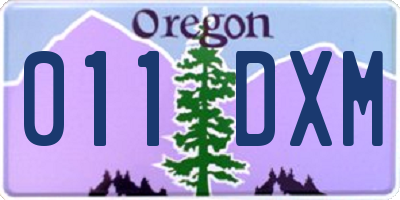 OR license plate 011DXM