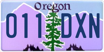 OR license plate 011DXN