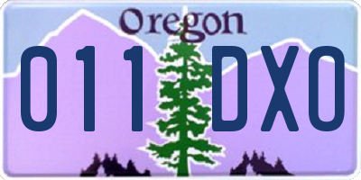 OR license plate 011DXO