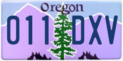 OR license plate 011DXV