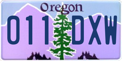OR license plate 011DXW