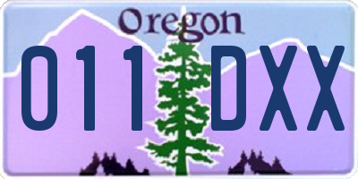 OR license plate 011DXX