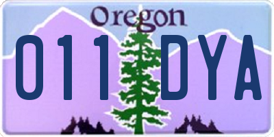 OR license plate 011DYA