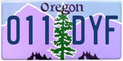 OR license plate 011DYF