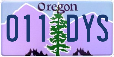 OR license plate 011DYS