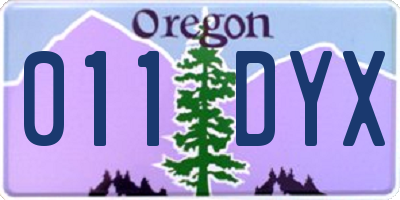 OR license plate 011DYX