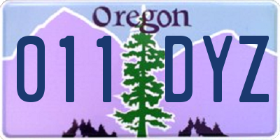 OR license plate 011DYZ