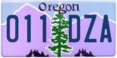OR license plate 011DZA