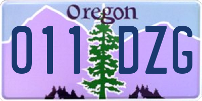 OR license plate 011DZG