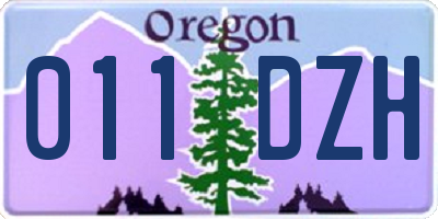 OR license plate 011DZH