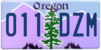 OR license plate 011DZM