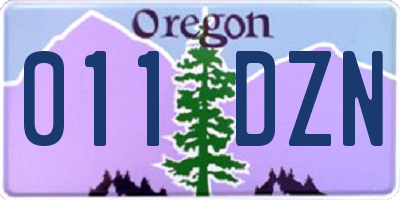 OR license plate 011DZN