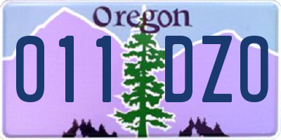 OR license plate 011DZO