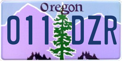OR license plate 011DZR