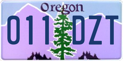 OR license plate 011DZT