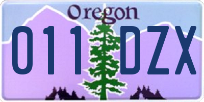 OR license plate 011DZX