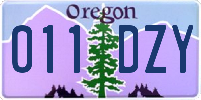 OR license plate 011DZY