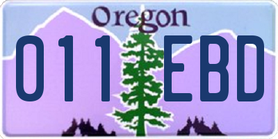 OR license plate 011EBD