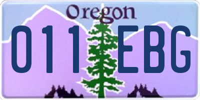 OR license plate 011EBG