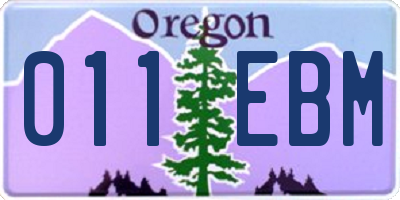 OR license plate 011EBM