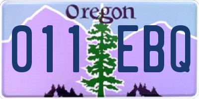 OR license plate 011EBQ