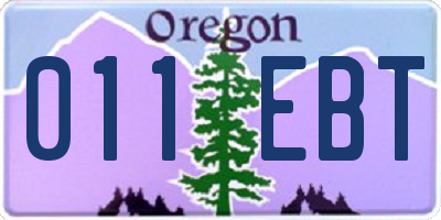 OR license plate 011EBT