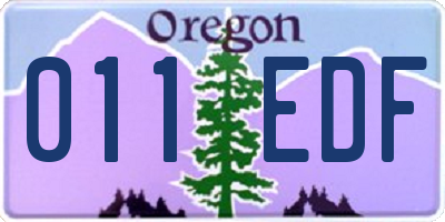 OR license plate 011EDF