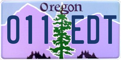 OR license plate 011EDT