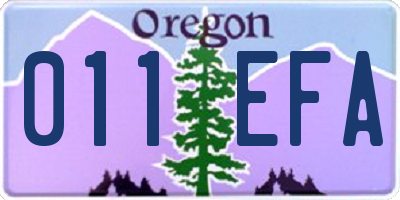 OR license plate 011EFA